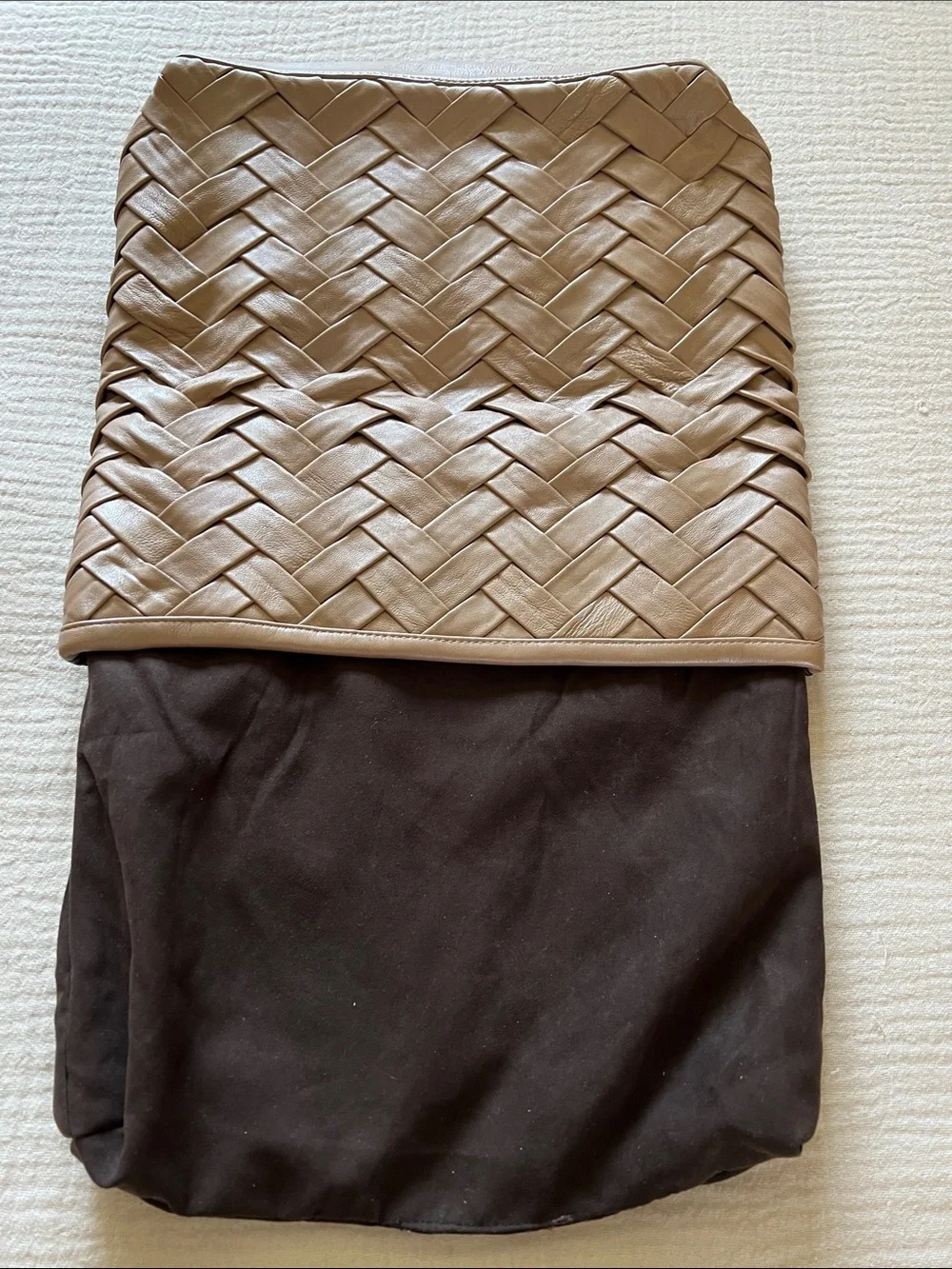 Woven Leather Clutch  - Black & Nude